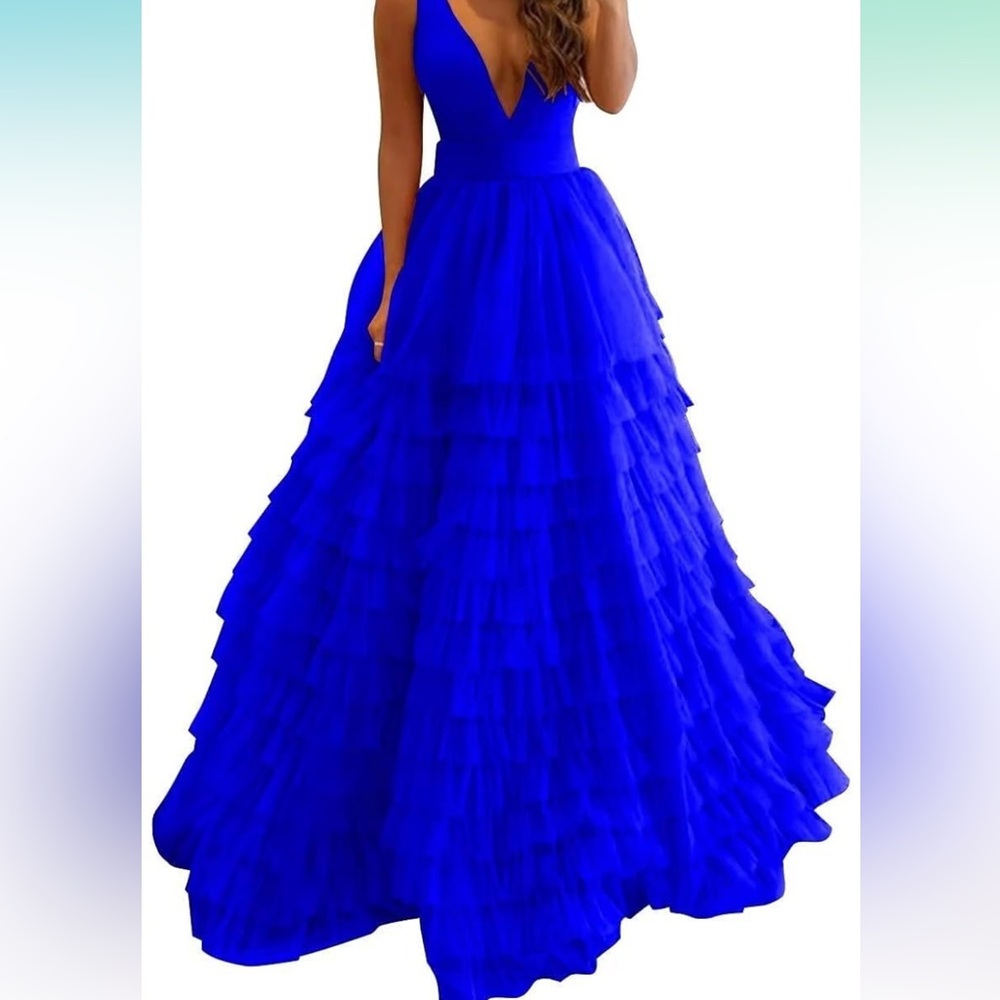Royal Blue Ruffle Ballgown